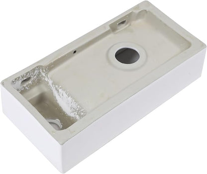 Sarlai Floating Vessel Sink Wall Mounted - 15"x7" Wall Mount Hang Small Bathroom Sinks Tiny Small Modern Rectangle Floating White Porcelain Ceramic Vanity Sink, Right Hand