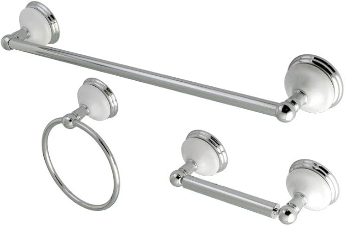 Kingston Brass BAK111248C Victorian 3-Piece 18-Inch Towel Bar Bathroom Accessory Set in Polished Chrome