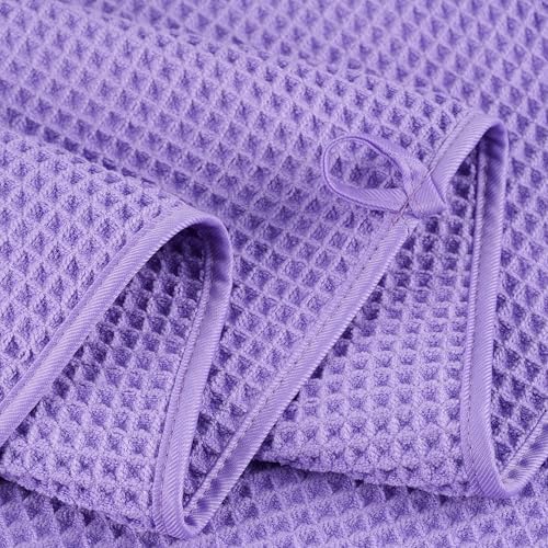 POLYTE 430 GSM Poly Blend Microfiber Quick Dry Waffle Bath Towel Set of 6