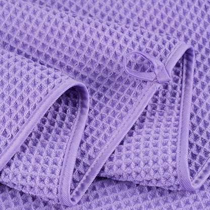 POLYTE 430 GSM Poly Blend Microfiber Quick Dry Waffle Bath Towel Set of 6