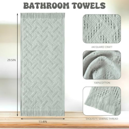 HunnmingRe 4 Pack Boho Hand Towel for Kitchen, Mint Green