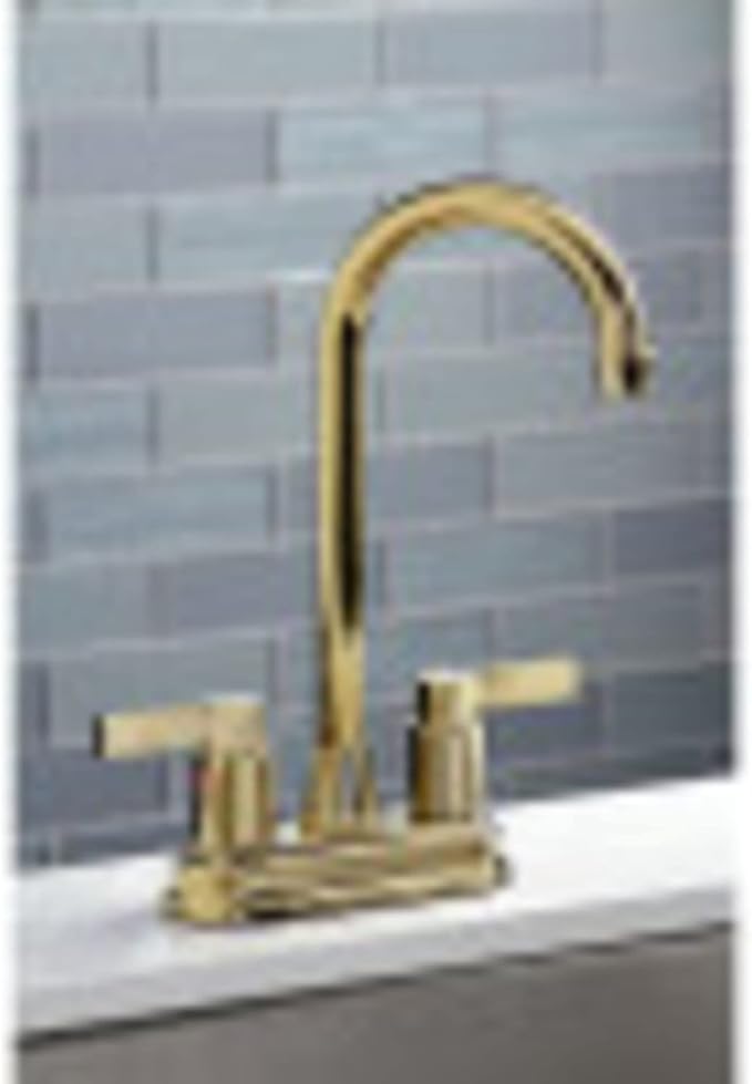 Kingston Brass KB8496NDL NuvoFusion Two-Handle 2-Hole Deck Mount Bar Faucet in Polished Nickel