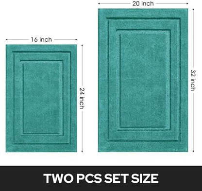 HOMEIDEAS Bathroom Rugs Sets 2 Piece, Super Soft Non Slip Bath Mat Teal