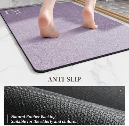 Extra Long Bathroom Runner Stone Bath Mats for Bathroom,17"x59"Lavender