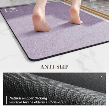 Bathroom Rugs and Mats Set 2 Piece Diatomaceous Earth Bath Mat,Lavender
