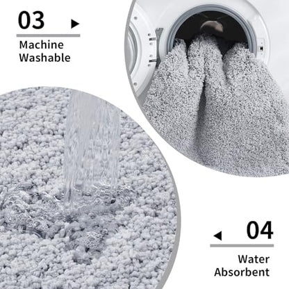 Disolla Toilet Mat 22x24 - Non Slip Fluffy U-Shaped Contour Rug, Ultra-Soft Plush Toilet Floor Mat, Absorbent & Machine Washable, Silver Grey