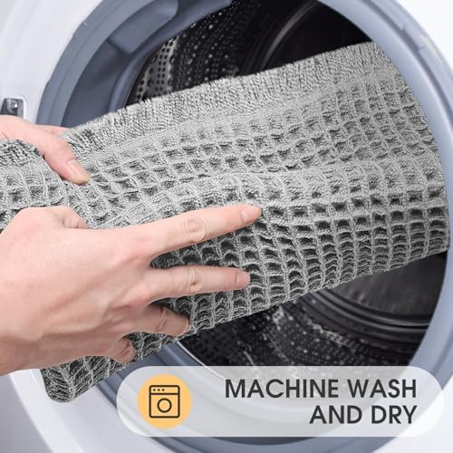 IM HOME Waffle Bath Mat Light Grey 32"x20", Boho Woven Modern Bath Mat Rugs, Absorbent Non Slip Bathroom Rugs, Soft Washable Bath Rugs with Tassels for Bathroom, Bedroom, Kitchen, Shower, Tub
