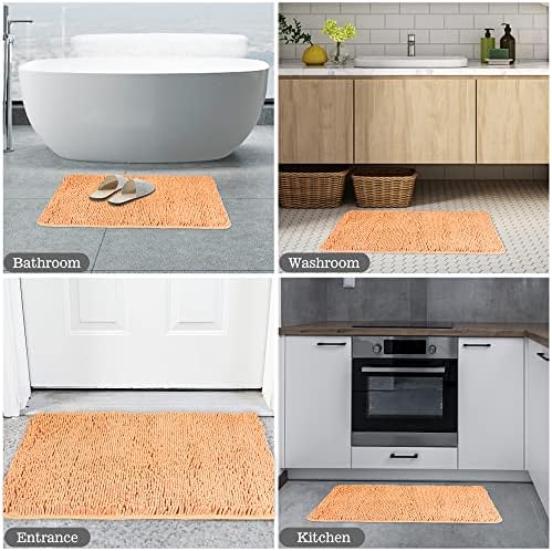 Yeaban Chenille Peach Bathroom Rug 20"x32", Non-Slip Rubber Backing