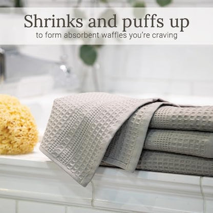 GILDEN TREE Waffle Towels Wash Cloths for Showering, Exfoliating Washcloth Face Towels, Quick Dry Towel Cotton Washcloths Set of 4, Classic Style (Pewter)
