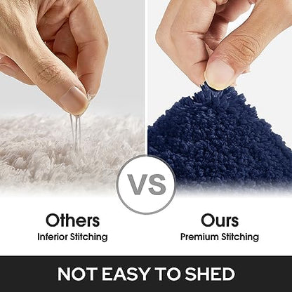HOMEIDEAS Bathroom Rugs Sets 2 Piece,Soft Non Slip Bath Mat Navy Blue