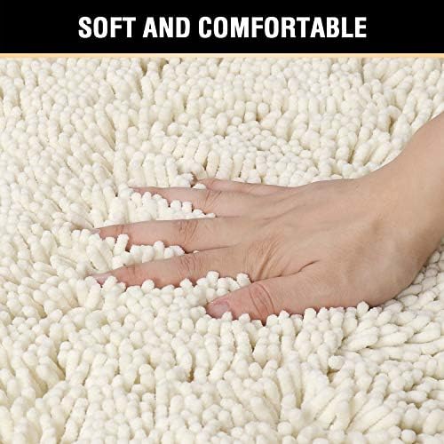 H.VERSAILTEX Microfiber Bath Rugs Chenille Floor Mat Ultra Soft Washable Bathroom Dry Fast Water Absorbent Bedroom Area Rugs, 24 x 42 - Inch, Cream