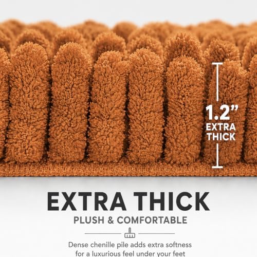 Bathroom Rugs Sets 2 Piece,Super Absorbent Soft,Thick,Machine Washable Chenille Bath Mat,Non Slip Toilet Floor Rug,Bath Mats for Bathroom,20x32 Plus 20x20 U Shape,Champagne