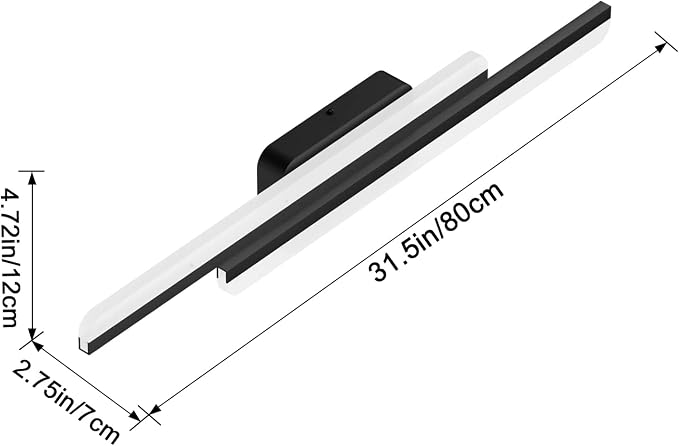 Ralbay 32" Black Bathroom Vanity Lights 36W Frosted Aluminum Modern LED Matte Black Vanity Light for Bathroom Lighting Fixtures White Light 6000K Black 32 inch