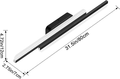 Ralbay 32" Black Bathroom Vanity Lights 36W Frosted Aluminum Modern LED Matte Black Vanity Light for Bathroom Lighting Fixtures White Light 6000K Black 32 inch