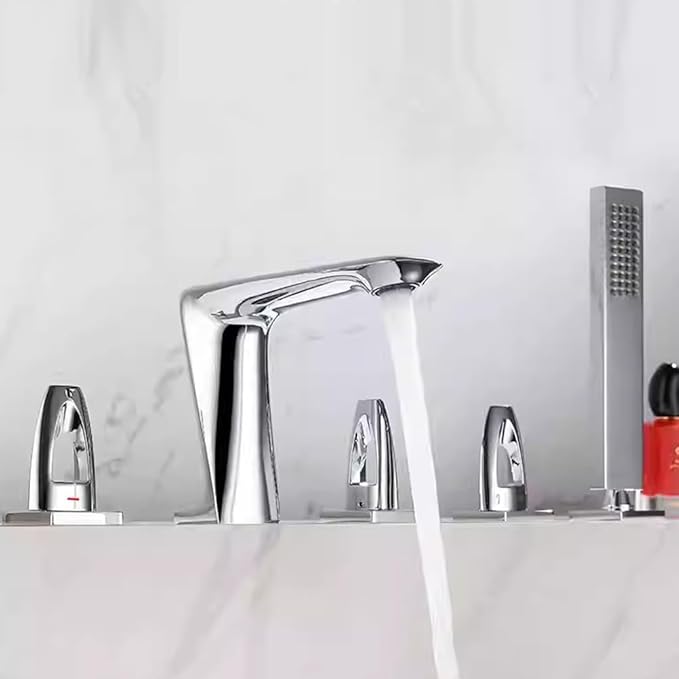 Gray Modern Bathroom Faucet with Pull Out Shower - Kitchen Sink Mixer Tap with Cold and Hot Water,Chrome