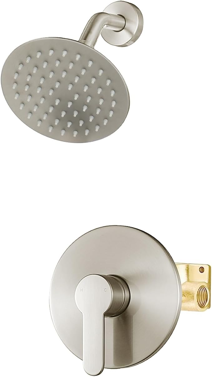 Shower Faucet Set Brushed Nickel, Shower Valve Kit with 6 Inch Showerhead