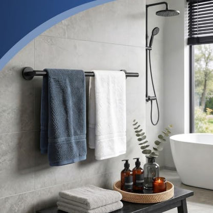 24 Inch Black Towel Bar for Bathroom Wall Mounted,SUS304 Stainless Steel