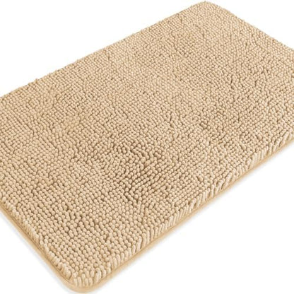 Ivory Cream Bathroom Rugs – Absorbent and Washable Bath Mat, Non-Slip, Thick Soft Chenille Bath Rugs for Bathroom Floor, Shower, Sink - 20" x 32"