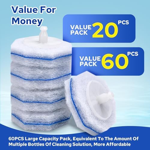 60pcs Toilet Bowl Cleaner Refills, Scrubber Pads Value Pack