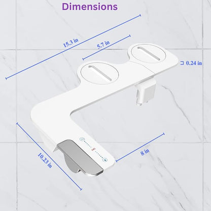 Ultra-Thin Bidet Attachment for Toilet with Non-Electric Self-Cleaning Water Pressure Adjustable Dual Nozzles for Rear & Front Wash, Easy Installation – Fits Most Toilets