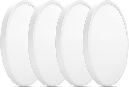 8 Inch LED Ceiling Light - Dimmable 5CCT Ultra Thin Surface Mount Lighting, 120V 15W 1200LM Edge-lit Flat Panel Light with Junction Box for Bedroom, Closet, No Flicker, 8 Inch 4Pack White