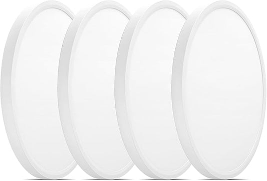 8 Inch LED Ceiling Light - Dimmable 5CCT Ultra Thin Surface Mount Lighting, 120V 15W 1200LM Edge-lit Flat Panel Light with Junction Box for Bedroom, Closet, No Flicker, 8 Inch 4Pack White