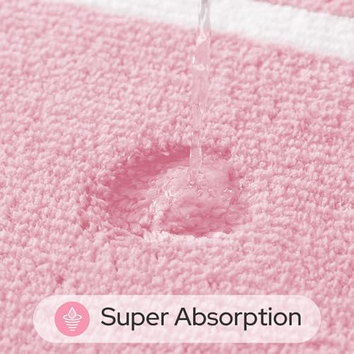 HOMEIDEAS Light Pink Bathroom Rugs Sets 2 Piece 20" x 32" + 16" x 24"
