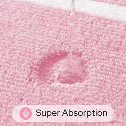 HOMEIDEAS Light Pink Bathroom Rugs Sets 2 Piece 20" x 32" + 16" x 24"