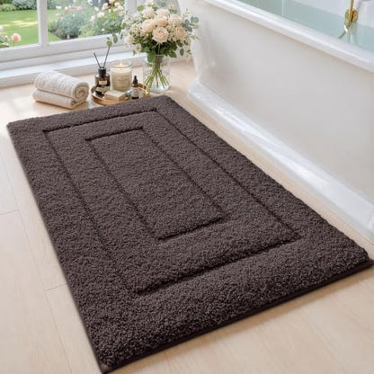 DEXI Bathroom Rugs 32x20, Non-Slip and Absorbent Bath Mat, Brown