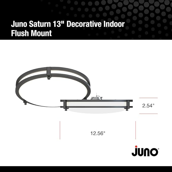 Juno Saturn Flush Mount Ceiling Light with Switchable Color Temperature (2700K-5000K), 13-Inch, Matte Black