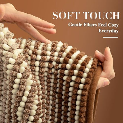 BSICPRO Bathroom Rugs, 17x24 Chenille Bath Mats, Coconut Brown