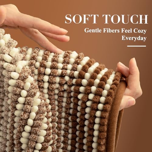 BSICPRO Bathroom Rugs, 20x32 Chenille Bath Mats, Coconut Brown