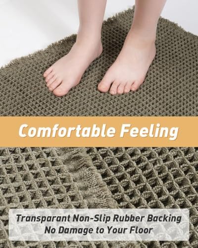 Upgraded Waffle Bath Mat Runner Absorbent Non Slip Bathroom Mat, 2' x 4'