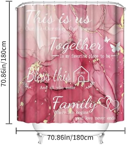 4Pcs Family Marble Shower Curtain Sets with Rugs