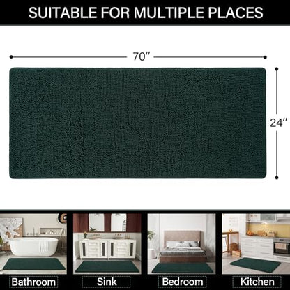 LOCHAS Luxury Bathroom Rug Shaggy Bath Mat 24 x 70 Inch, Hunter Green