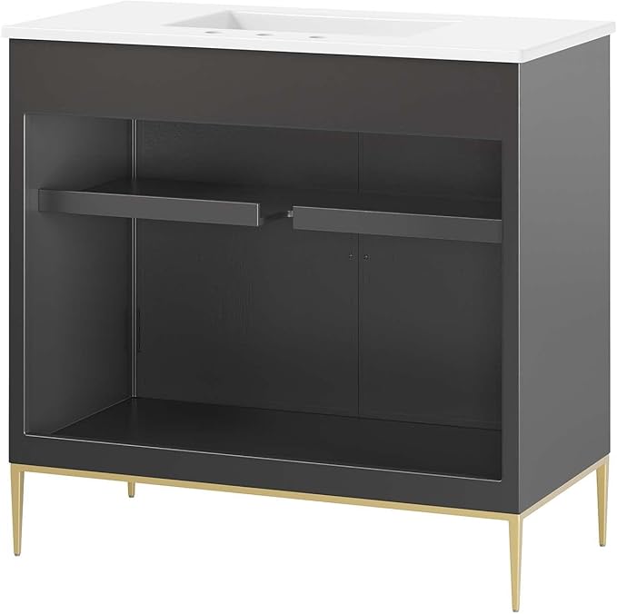 Modway Awaken Bathroom Vanity Cabinet, 36", White Black
