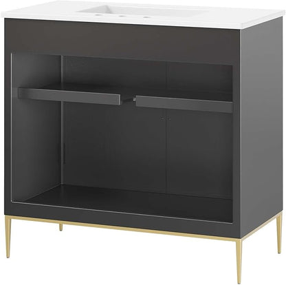 Modway Awaken Bathroom Vanity Cabinet, 36", White Black
