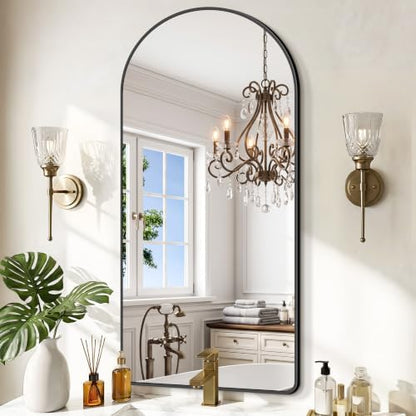 GLASHOM Arched Bathroom Vanity Mirror, 20"x40" Black Frame Wall Mirror