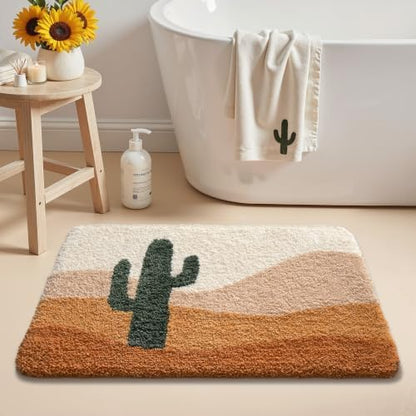 LUMI Cactus Bathroom Rug 20x32 Soft Absorbent Bath Mat, Non Slip