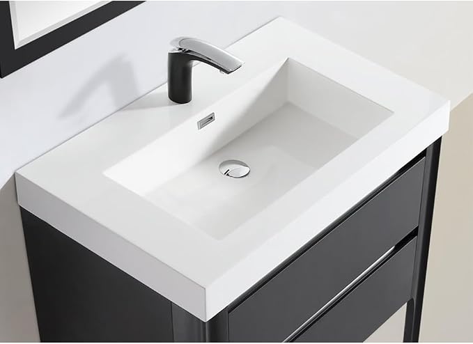 Dowell 30" Bathroom Sink,Single Bowl Vanity Basin,Rectangular Drop-In Bathroom Sink with Overflow,White-000 3018BP