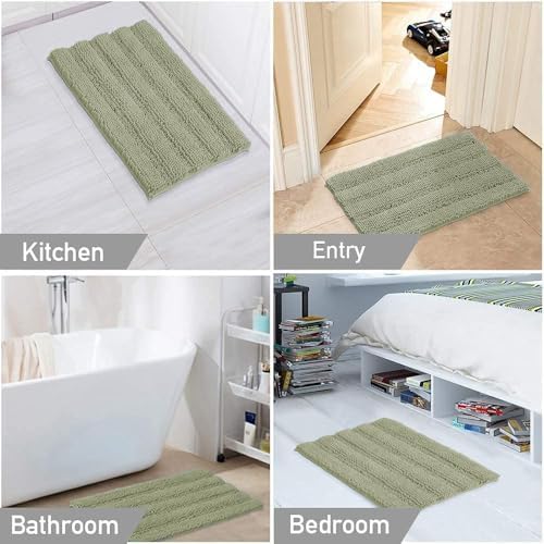 2-Piece Bathroom Rug Set with U-Shaped Mat, Absorbent Chenille, Eucalyptus