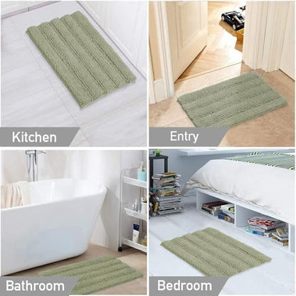 Turquoize Bathroom Rug 20"x32", Absorbent Chenille Bath Rug, Eucalyptus