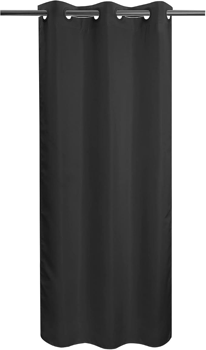 River Dream No Hook Stall Shower Curtain or Liner Microfiber Black, 36x74 | Waterproof Small Fabric Shower Curtain Set for Narrow Stall, Bottom Magnets, Soft & Machine Washable, 36W x 74H
