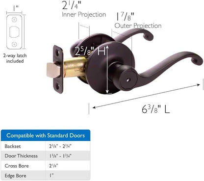 Design House 779223 Scroll Privacy Bed and Bath Door Lever Matte Black