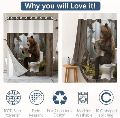 No Hook Shower Curtain with Liner 71x74 Inch