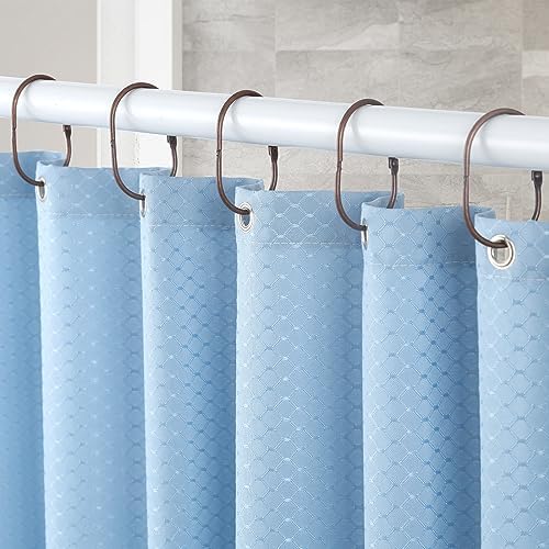 Goowin 24 Pcs Shower Curtain Rings, Shower Curtain Hooks, Oval Snap Shower Rings for Curtain, Metal Shower Curtain Rings Rust Proof, Glide Smoothly Shower Hooks for Shower Curtain Rod (Bronze)