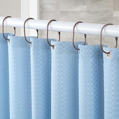 Goowin 24 Pcs Shower Curtain Rings, Shower Curtain Hooks, Oval Snap Shower Rings for Curtain, Metal Shower Curtain Rings Rust Proof, Glide Smoothly Shower Hooks for Shower Curtain Rod (Bronze)
