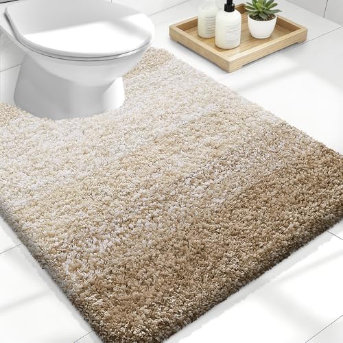 OLANLY Luxury Toilet Rugs U-Shaped 24x20, Soft Absorbent Microfiber Mat