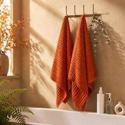 2 Piece Bath Sheets, 40"x80" Bath Towels, Burnt Orange