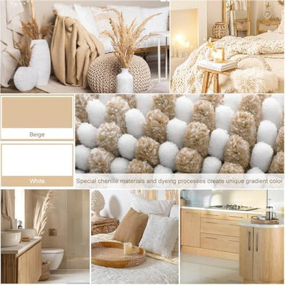 BSICPRO Bathroom Rugs Sets 2 Piece, Non Slip Boho Bath Mats, Beige